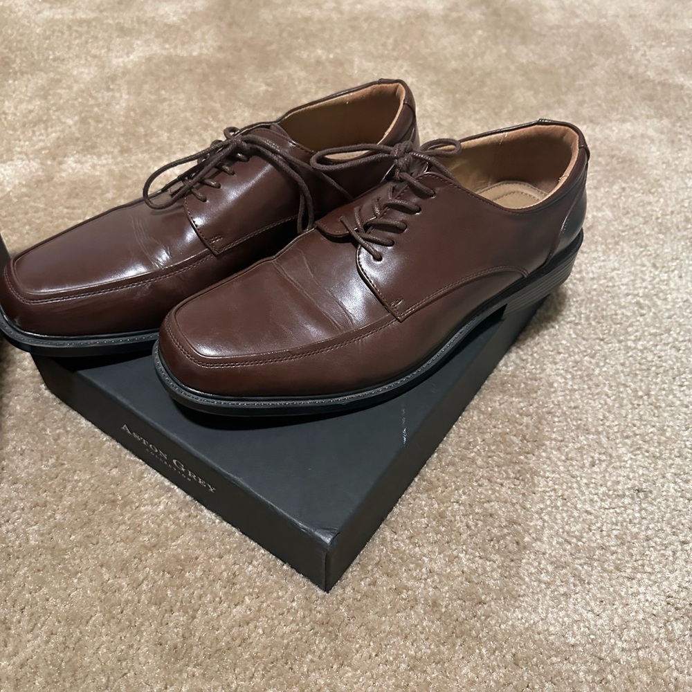 Croft & Barrow Brown Leather Oxfords with Polished Finish